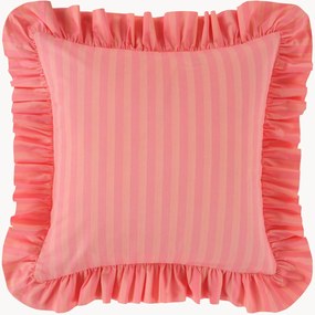 Gestreepte katoenen kussenhoes Freddie met franjes