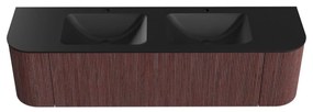 Mondiaz Kurve 170cm badmeubel ronding links/rechts ruby met 1 lade en 2 deuren en wastafel cloud dubbel 2 kraangaten urban
