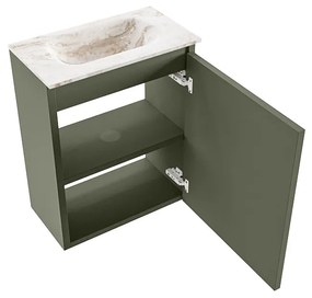 Mondiaz Ture DLux toiletmeubel 40cm army met wastafel frappe midden zonder kraangat