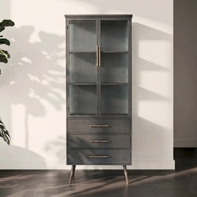 Kare Design Gomera Hoge Wandkast Met Ribbelglas - 72x38x180cm.