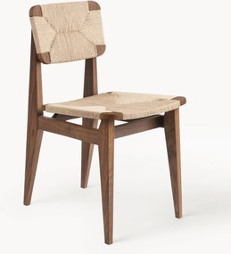 Houten stoel C-Chair van walnoothout met gevlochten Zitvlak