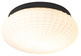 Klassieke plafondlamp zwart met opaal glas 30 cm IP44 - Nohmi
