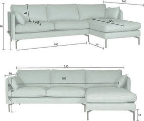 Hoekbank - Zinnia - links - stof Varese zeegroen 21