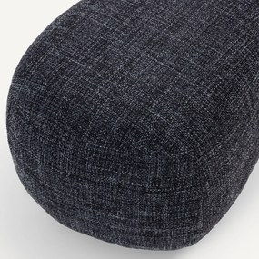 Voetsteun, stoffen poef en onderstel van massief notenhout, JERRY