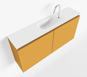 Mondiaz Ture 100cm toiletmeubel ocher met wastafel talc midden 1 kraangat