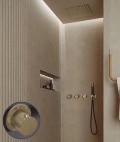 Saniclear Plus Curved Pro inbouw regendouche met inbouw douchekop 30x30cm en staafhanddouche geborsteld messing - mat goud