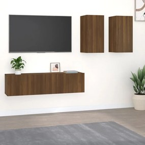 vidaXL 4-delige Tv-meubelset bewerkt hout bruineikenkleurig