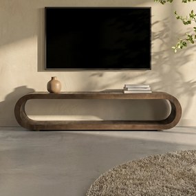 By-Boo Elora Ovale Tv-meubel Gebogen Hout - 200x30x40cm.