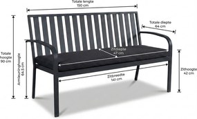 Milan Alu -seater Bench Grey