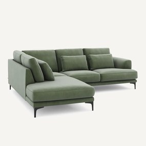 Rechtse hoekbank met leuning in fluweel, Marsile