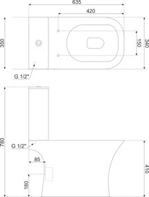 Kerra Kamet randloos staand toilet met softclose zitting wit glans