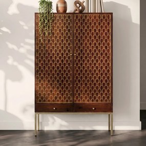 Kledingkast Mangohout Messing - 115x54x180cm.