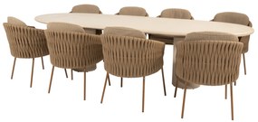 Hampton Molina dining tuinset 300x110xH75 cm 9 delig mortex amber 4 Seasons Outdoor