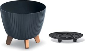 Prosperplast Lamia Bloempot - Ø 23,2 cm - Antraciet - Geribbeld op poten