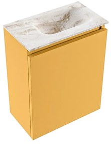 Mondiaz Ture DLux toiletmeubel 40cm ocher met wastafel frappe rechts met kraangat