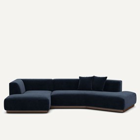 Hoekbank links in chenille fluweel, JACOPO