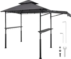 VEVOR Grillpaviljoen, 2430x1500x500mm, Grilloverkapping voor buitenbarbecues, BBQ-paviljoen met twee verdiepingen, tuinpaviljoen met dubbel dak, verstevigde steunpoten en luifel, voor terras, tuin en erf.