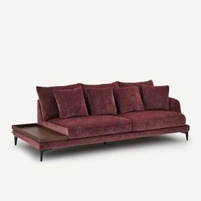 Halve bank met tafelblad, van gemengd fluweel, MODERNISTE
