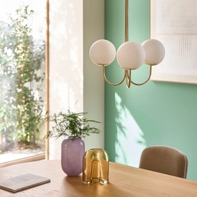 Hanglamp in messing en opaline glas, Moricio