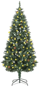vidaXL Kunstkerstboom met LED's en dennenappels 180 cm