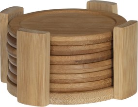 Secret de Gourmet bamboe Glazen Onderzetters met Rek - Diameter 10 cm