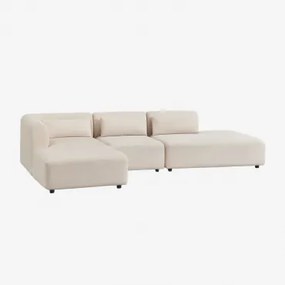 Linker Modulaire Chaise Longue Bank Van 3 Delen Met Divan Fogler Corduroy Linnen Beige - Sklum