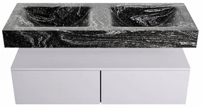 Mondiaz Alan DLux badmeubel 120cm cale 2 lades met wastafel lava dubbel zonder kraangat
