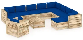 vidaXL 12-delige Loungeset met kussens groen geïmpregneerd hout