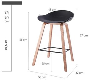 House of Rebels Barkruk - Romeo - 65 cm - Zwart - Hout - Set van 2 - House of Rebels