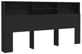 vidaXL Hoofdbordkast 200x19x103,5 cm zwart