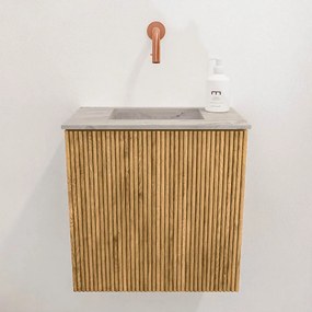 Mondiaz Joya DLux 40cm toiletmeubel oak met wastafel faye midden zonder kraangat glace