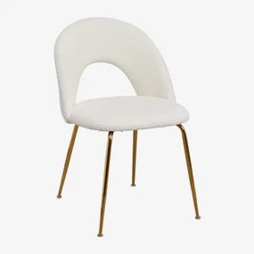 Set Van 2 Glorys Chenille Eetkamerstoelen White & Goud - Sklum