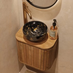 Livli Estrela toiletmeubel links 40cm ribbelfront met Athens Portoro Gold waskom