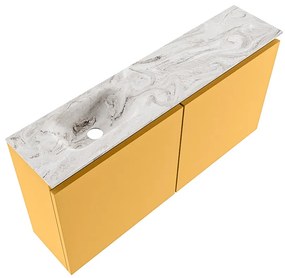 Mondiaz Ture DLux toiletmeubel 100cm ocher met wastafel glace links met kraangat