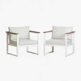 Set Van 2 Aluminium Fauteuils Lipov Gardenia Wit - Sklum