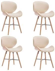 vidaXL Eetkamerstoelen 4 st kunstleer en gebogen hout crème