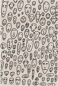 Laagpolig vloerkleed Floating Faces