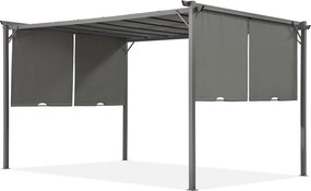 Antracietkleurige pergola voor terras Sevilla 3x4 m met klamboe en gordijnen Garden Point