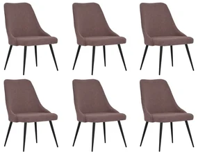 vidaXL Eetkamerstoelen 6 st stof bruin