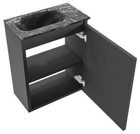 Mondiaz Ture DLux toiletmeubel 40cm dark grey met wastafel lava links met kraangat