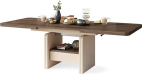 LEXUS verrijdbare koffietafel, met heffunctie, bruin eiken / beige