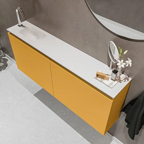 Mondiaz Ture 120cm toiletmeubel ocher met wastafel talc links 1 kraangat