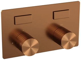 Brauer Stripe inbouw badkraan met drukknoppen en staafhanddouche koper geborsteld PVD