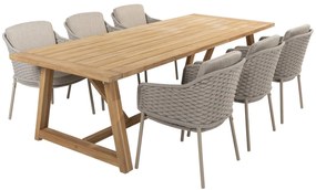 4 Seasons Outdoor Eros tuinset latte met Noah tafel 260 x 100 cm * Sale * Tuinset beige weerbestendig