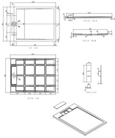 Best Design Just Solid douchebak 120x90x3.5cm mat wit