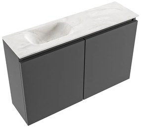 Mondiaz Ture DLux toiletmeubel 80cm dark grey met wastafel ostra links zonder kraangat