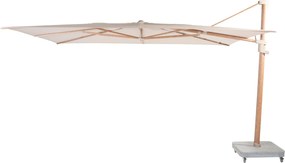 4 Seasons Outdoor Finca parasol met Wood look frame en zand doek 400 x 300 cm Parasol beige weerbestendig