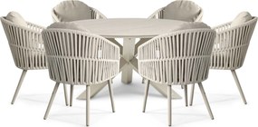 Tuinset Ronde Tuintafel 6 personen 150 cm Rope Zand/Beige Santika Furniture Santika