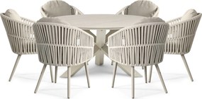 Tuinset 6 personen 150 cm Rope Zand/Beige Santika Furniture Santika