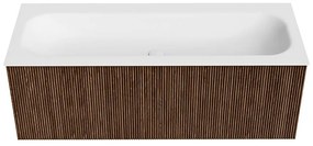 Mondiaz Kurve 120cm badmeubel walnut met 1 lade en wastafel big large midden zonder kraangat